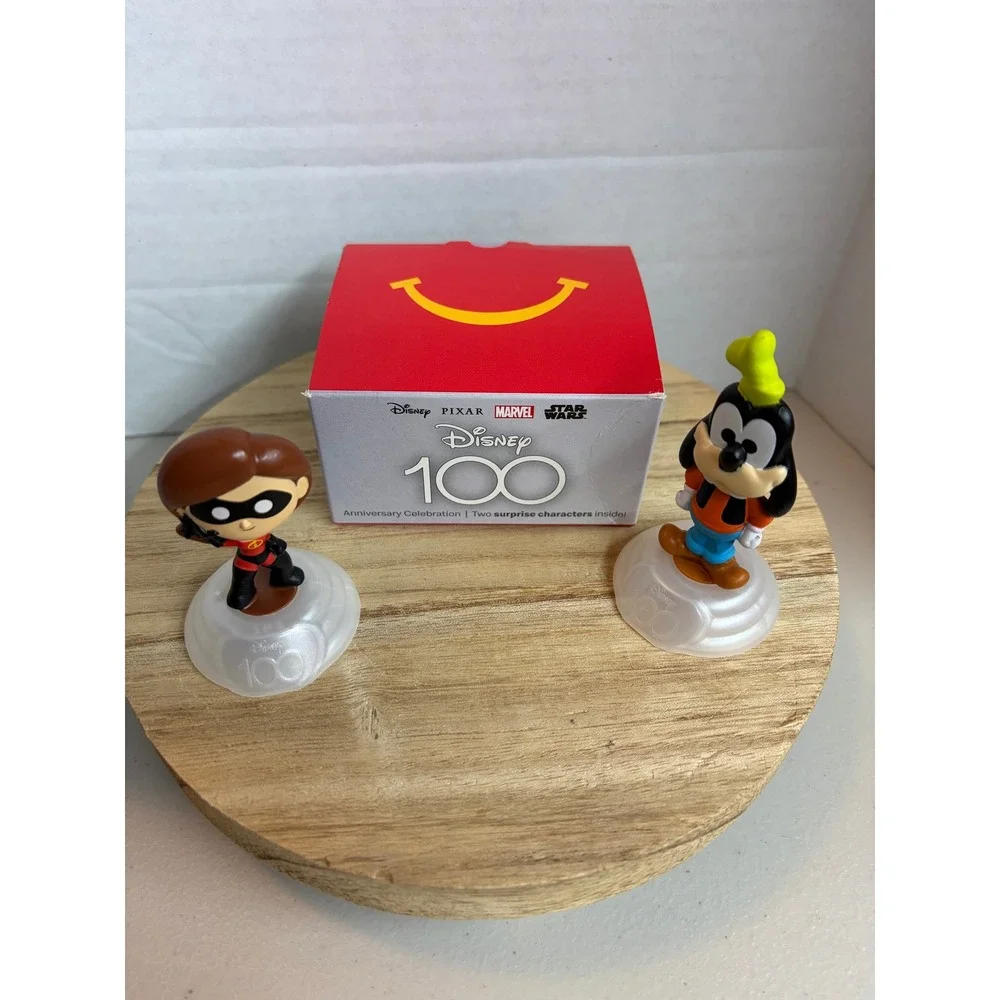 McDonalds Disney 100 Years Happy Meal Toys Goofy & Elastigirl Figures Box #15